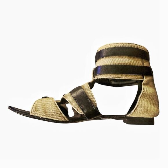 Ash Tan & Brown Strappy Gladiator Type Flats Size 6 - Picture 4 of 6